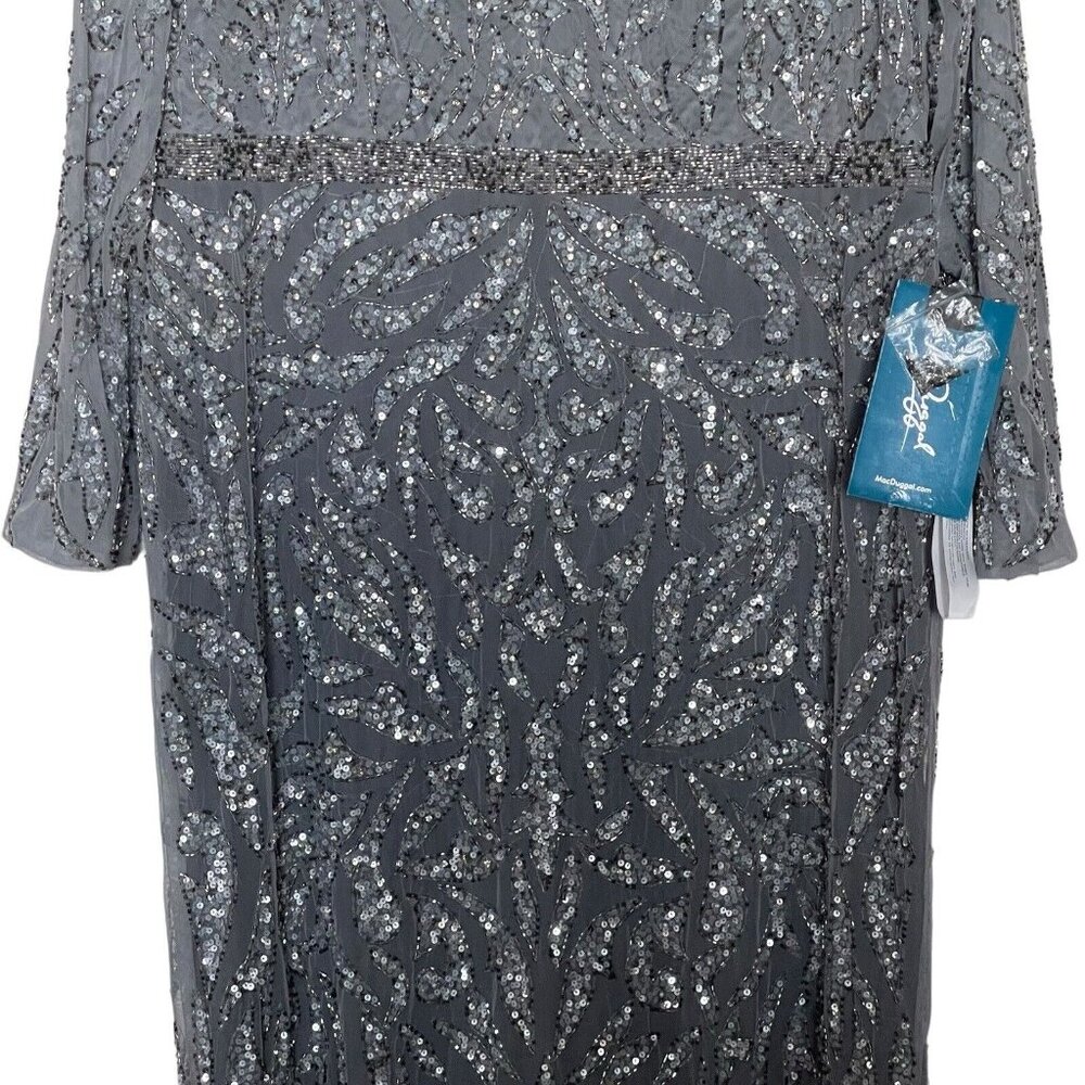Mac Duggal Gown Dress Size 16 Beaded Sequined Illusion Sheath Dress 5521 $498 - Picture 7 of 16